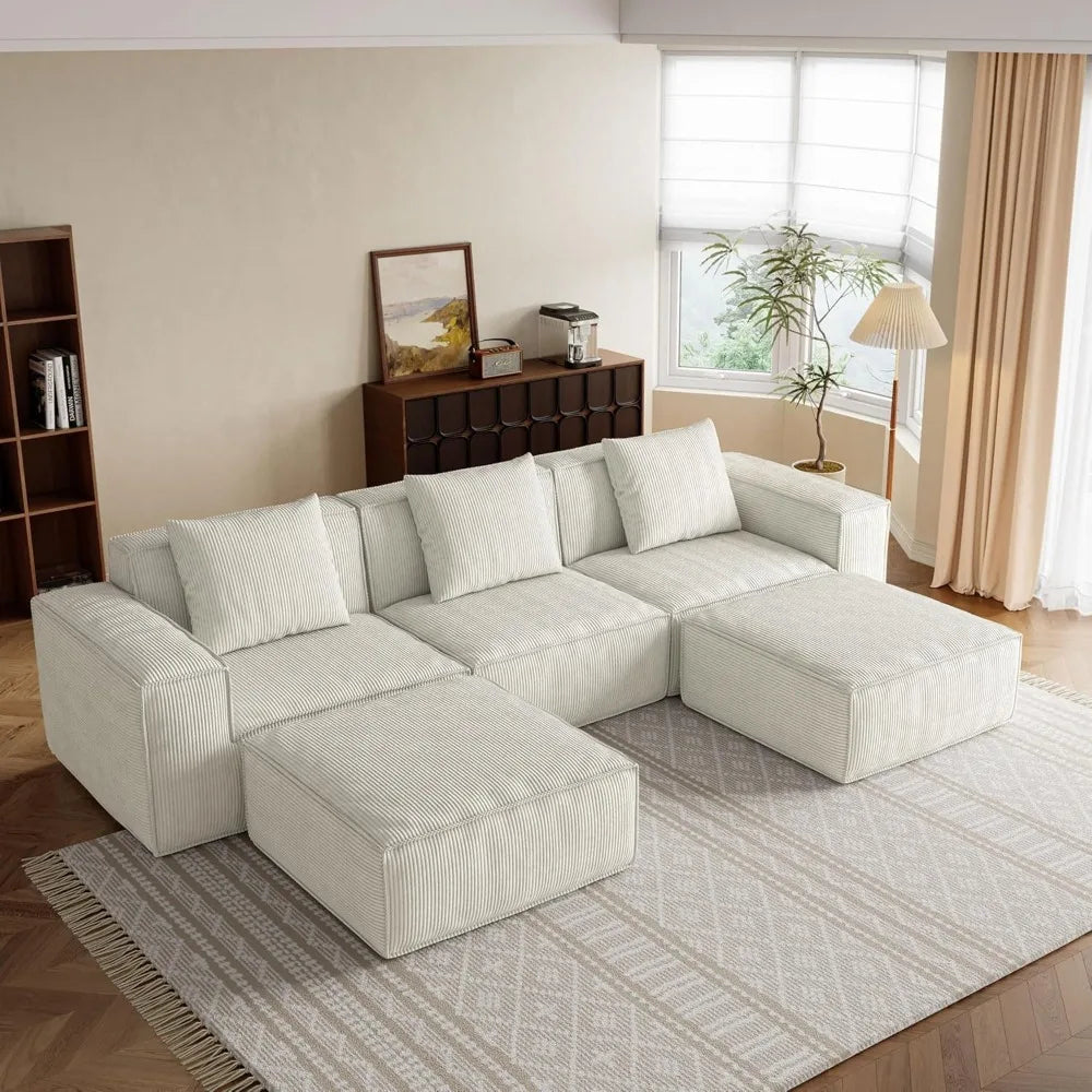 Luxury-Style Cloud Couch Sectional, 118" Cloud Modular Sectional Couches for Living Room, Oversized U Shape Sofa with Ottomans