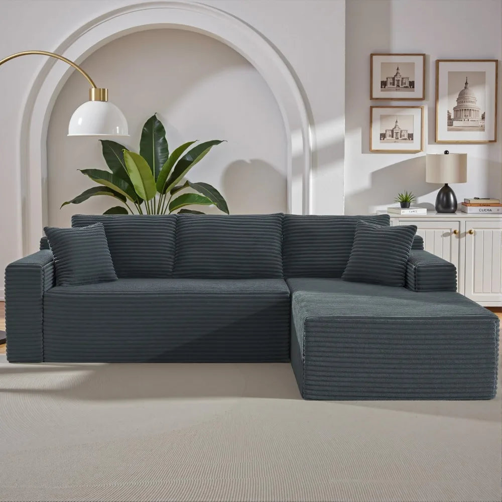 Luxury 80” Sleeper Sofa Bed – L-Shaped Convertible Sectional Couch with Storage Chaise, 2 Built-in Bookshelves & USB Charging